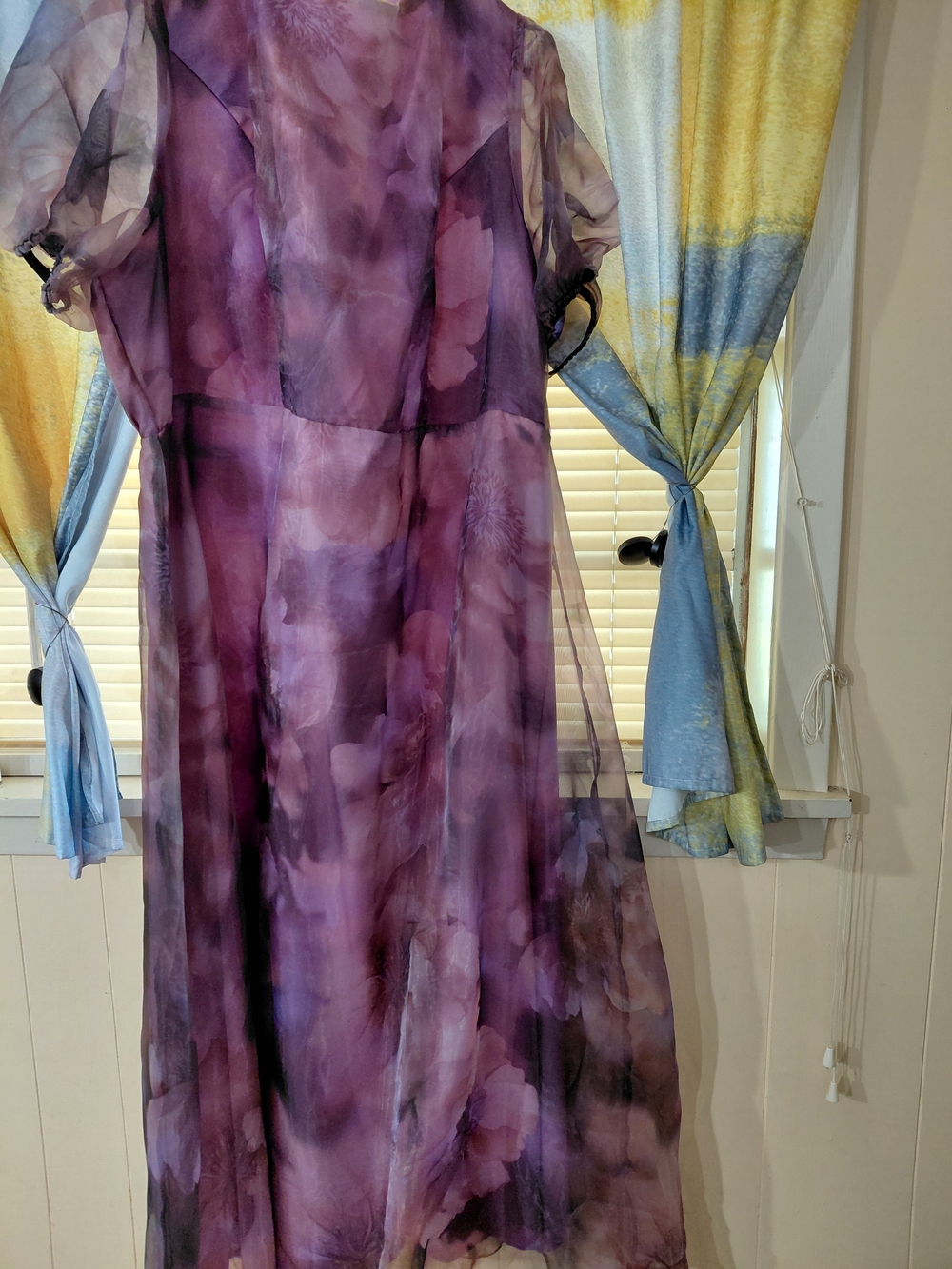 Elegant Purple Floral Chiffon Maxi Dress Size 18 Shein New